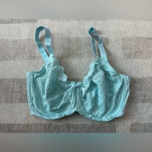 Chantelle Rive Gauche Lace Full Coverage Unlined Bra Blue (Size 32DDDD)